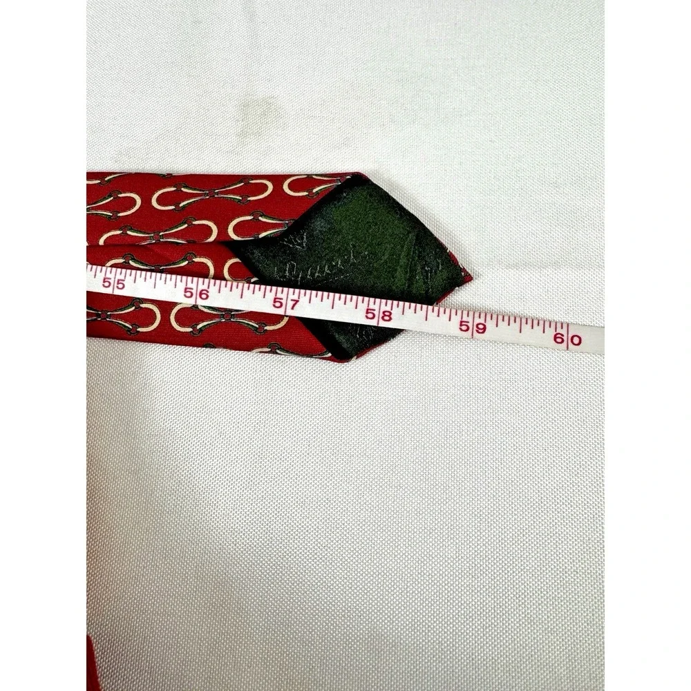 Vintage Gucci Mens Silk Horsebit Tie Classic Equestrian Italy Luxury Old Money